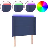 Syfax LED Kopfteil Blau 93x16x118/128 cm Stoff