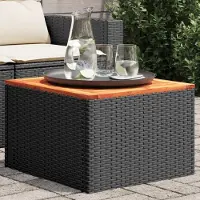 vidaXL "im " Gartentisch Wetterfest - Balkon Tisch/Esstisch - Schwarz 55x55x37 cm Poly Rattan und Akazienholz - Gartentische CC16848