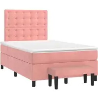 Syfax Boxspringbett mit Matratze Rosa 120x190 cm Samt