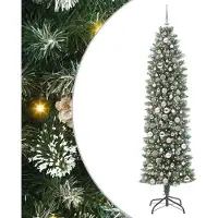 Syfax Künstlicher schlanker Weihnachtsbaum Grün und Weiß 210 cm