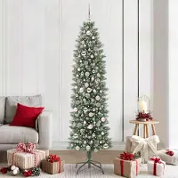 Prolenta Maison Exclusive - Künstlicher schlanker Weihnachtsbaum Grün und Weiß 210 cm