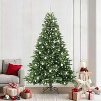 vidaXL Möbel Künstlicher Weihnachtsbaum mit 300 LEDs Grün 210 cm PE und PVC - 2079578