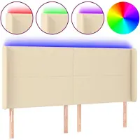 Syfax LED Kopfteil Creme 203x16x118/128 cm Stoff
