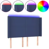Syfax LED Kopfteil Blau 147x16x118/128 cm Stoff
