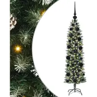 Syfax Künstlicher schlanker Weihnachtsbaum Grün und Weiß 120 cm
