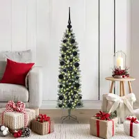 Prolenta Maison Exclusive - Künstlicher schlanker Weihnachtsbaum Grün und Weiß 120 cm