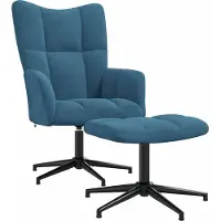 Syfax Relaxsessel mit Hocker Blau Samt