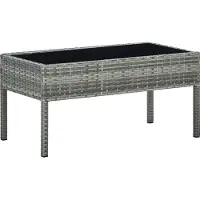 ZMH Gartentisch Grau 75x40x37 cm Poly Rattan