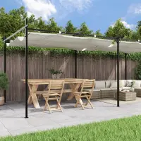 vidaXL "2026 Promotion" Pergola mit Schiebedach Creme 589x292x230 cm - Pavillons & Partyzelte CC21863
