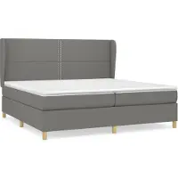 Syfax Boxspringbett mit Matratze Dunkelgrau 200x200 cm Stoff
