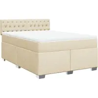 Syfax Boxspringbett mit Matratze Creme 160x200 cm Stoff