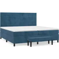 vidaXL Boxspringbett mit Matratze Dunkelblau 200x200 cm Samt