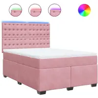 Syfax Boxspringbett mit Matratze Rosa 160x200 cm Samt