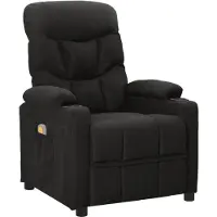 Syfax Massagesessel Schwarz Stoff mit Liegefunktion, Vibration, 6 Massagezonen und Fernbedienung, 73x104,5x93 cm