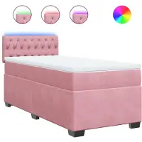 Syfax Boxspringbett mit Matratze Rosa 90x200 cm Samt
