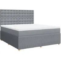 Syfax Boxspringbett mit Matratze Hellgrau 180x200 cm Stoff