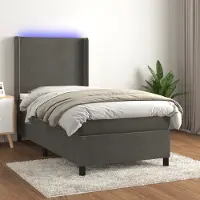 vidaXL Boxspringbett mit Matratze & LED Dunkelgrau 80x200 cm Samt , Klassische Betten Design 2024