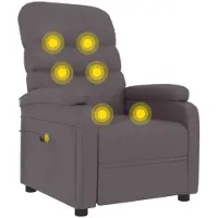 Syfax Massagesessel Grau Kunstleder mit manueller Liegefunktion, USB, 6 Massagezonen, Fernbedienung, 75x91x101 cm, bis 110 kg