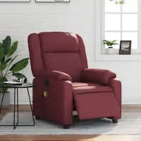 vidaXL Stabli Möbel Massagesessel Elektrisch Weinrot Kunstleder - Fernseh- & Relaxsessel CC3061881 2parcel
