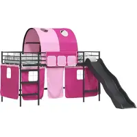 Syfax Kinder-Etagenbett Schwarz und Pink 90 x 200 cm Metall