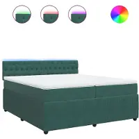 Syfax Boxspringbett mit Matratze Dunkelgrün 200x200 cm Samt