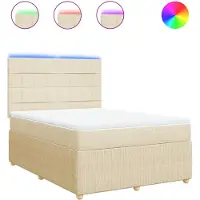 Syfax Boxspringbett mit Matratze Creme 140x190 cm Stoff