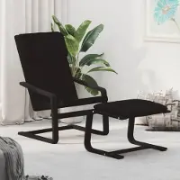 PUEAZU Relaxsessel mit Hocker Schwarz Stoff - Fernseh- & Relaxsessel &34601