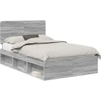 Syfax Bettrahmen Sonoma-Grau 135 x 190 cm Massives Kiefernholz
