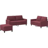 vidaXL 3-tlg. Sofagarnitur mit Kissen Weinrot Stoff