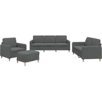 vidaXL 4-tlg. Sofagarnitur mit Kissen Dunkelgrau Stoff