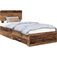 Syfax Bettrahmen mit Kopfteil Altholz 90 x 190 cm Holzwerkstoff