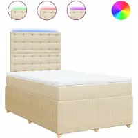 Syfax Boxspringbett mit Matratze Creme 120x200 cm Stoff