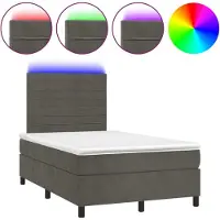 Syfax Boxspringbett mit Matratze & LED Dunkelgrau 120x190 cm Samt
