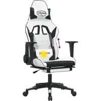 Syfax Gaming-Stuhl mit Massage & Fußstütze Weiß & Schwarz Kunstleder