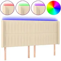 Syfax LED Kopfteil Creme 203x16x118/128 cm Stoff