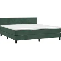 Syfax Boxspringbett mit Matratze Dunkelgrün 160x200 cm Samt