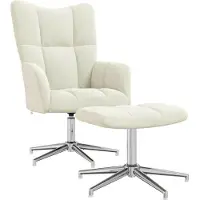 Syfax Relaxsessel mit Hocker Cremeweiß Samt