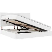 vidaXL Bett mit Stauraum und LED Reinweiß 200 x 200 cm Kunstleder