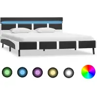 Syfax Bettgestell mit LED Grau Kunstleder 160x200 cm