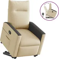 Syfax Relaxsessel mit Aufstehhilfe Creme Stoff