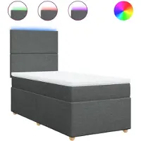 Syfax Boxspringbett mit Matratze Dunkelgrau 90x200 cm Stoff