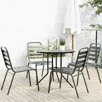 vidaXL Möbel Gartenstuhl-Set 5-tlg. Stapelbar Pulverbeschichteter Stahl - Sitzgruppe 3283765