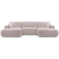 Beautysofa Ecksofa mit Schlaffunktion FIERO U, Farbe: Rosa (Bubble08)