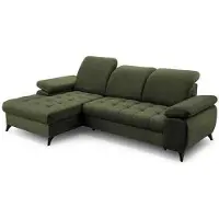 Beautysofa Ecksofa mit Schlaffunktion BELLO, Ottomane links, L-Form, Farbe: Grün (Whisper11)