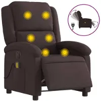 Syfax Massagesessel Elektrisch Dunkelbraun Stoff