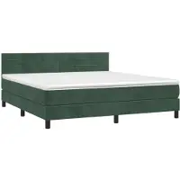 Syfax Boxspringbett mit Matratze Dunkelgrün 160x200 cm Samt
