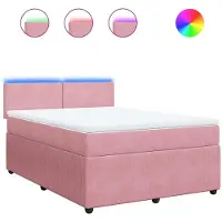 Syfax Boxspringbett mit Matratze Rosa 160x200 cm Samt