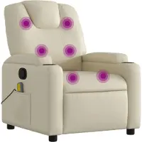 vidaXL "Winteraktion" Massagesessel Creme Kunstleder - Fernseh- & Relaxsessel CC16325