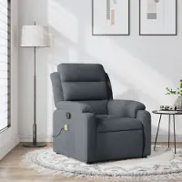 vidaXL Hochwertig Massagesessel Dunkelgrau Samt 373512