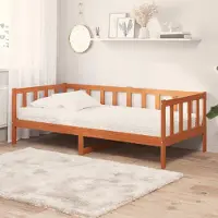 Syfax Tag-Bett mit Matratze Wachsbraun und Weiß 90 x 200 cm